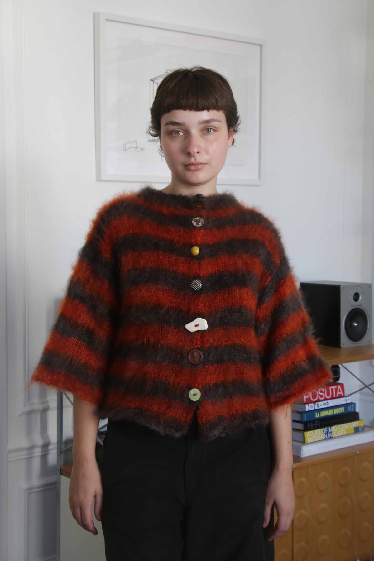MADE TO ORDER - Striped brushed mohair cardi
