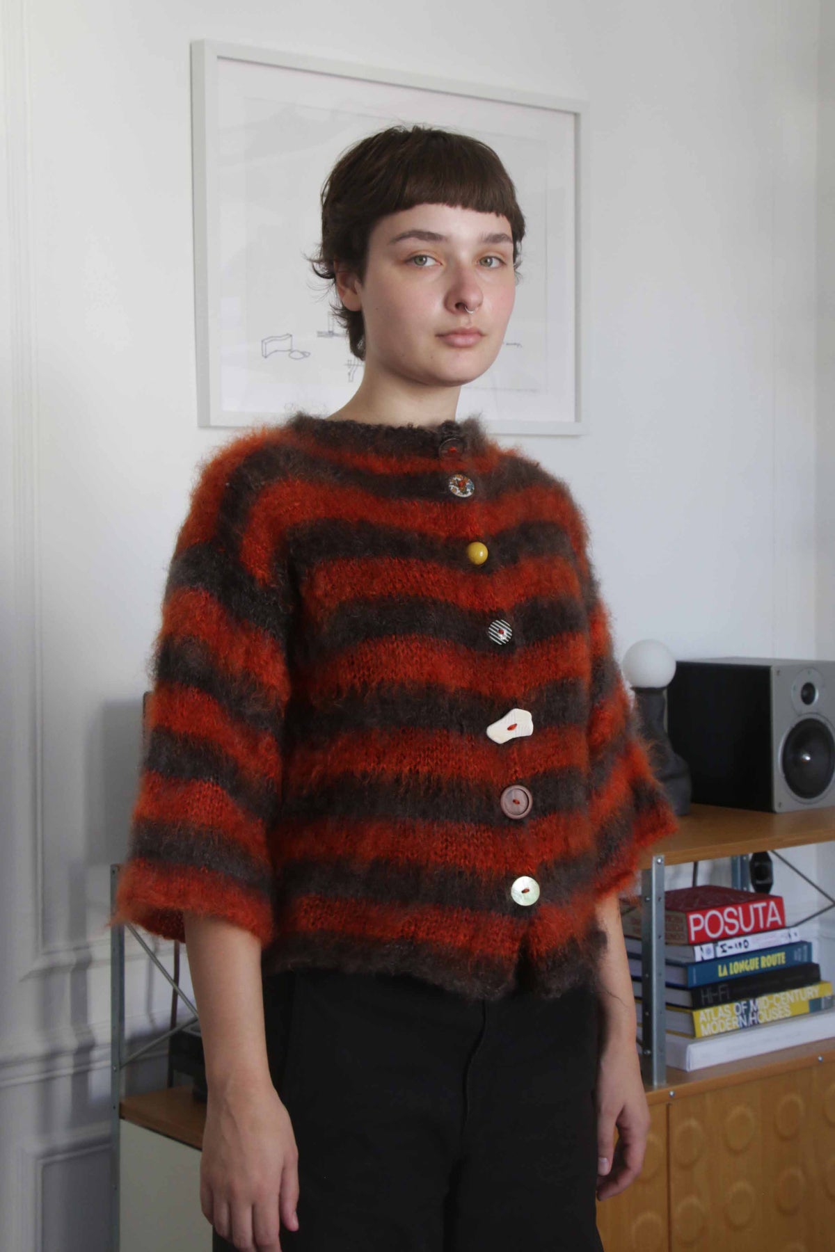MADE TO ORDER - Striped brushed mohair cardi