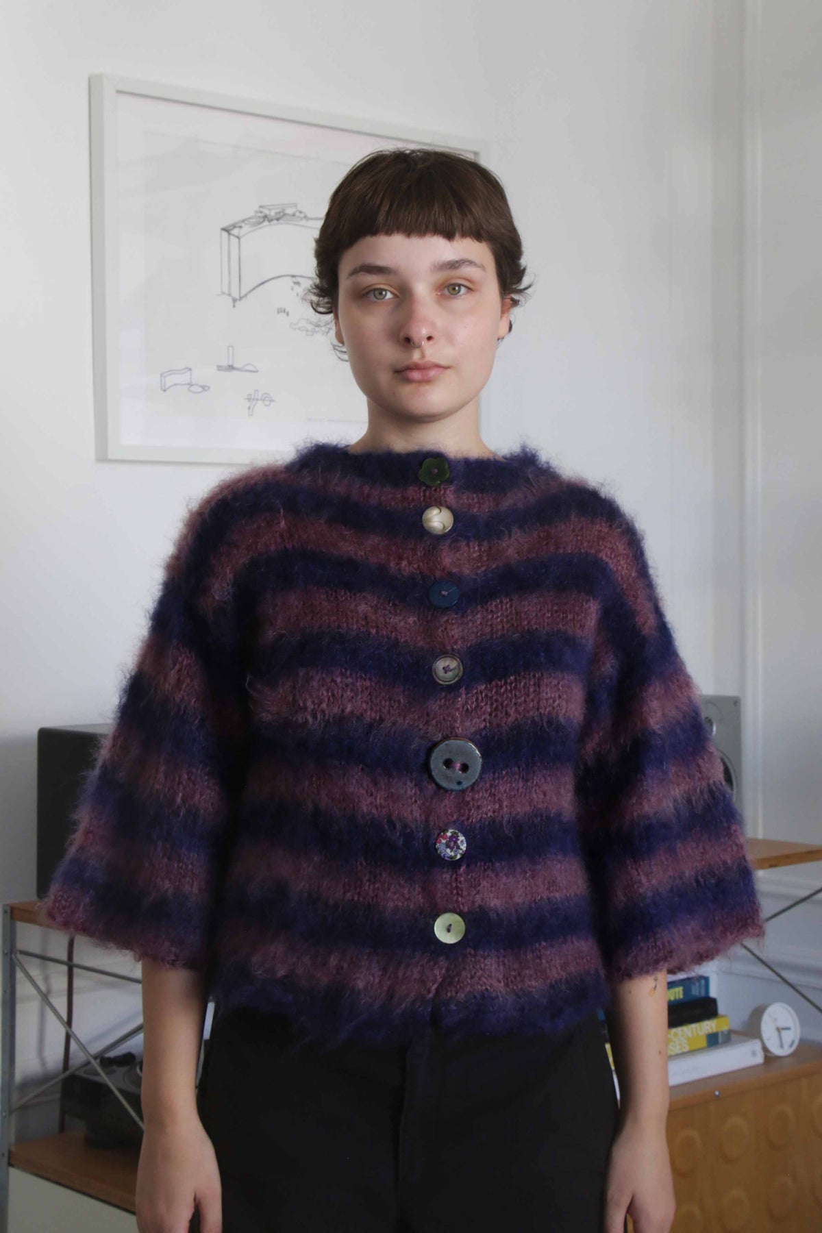 MADE TO ORDER - Striped brushed mohair cardi