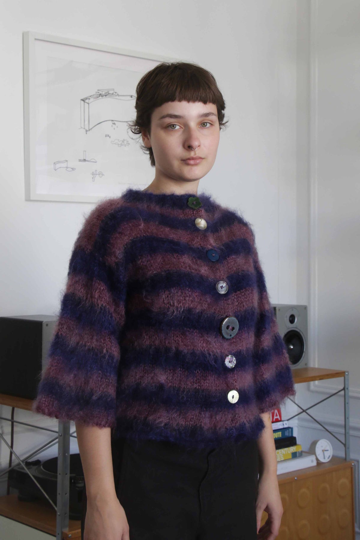 MADE TO ORDER - Striped brushed mohair cardi