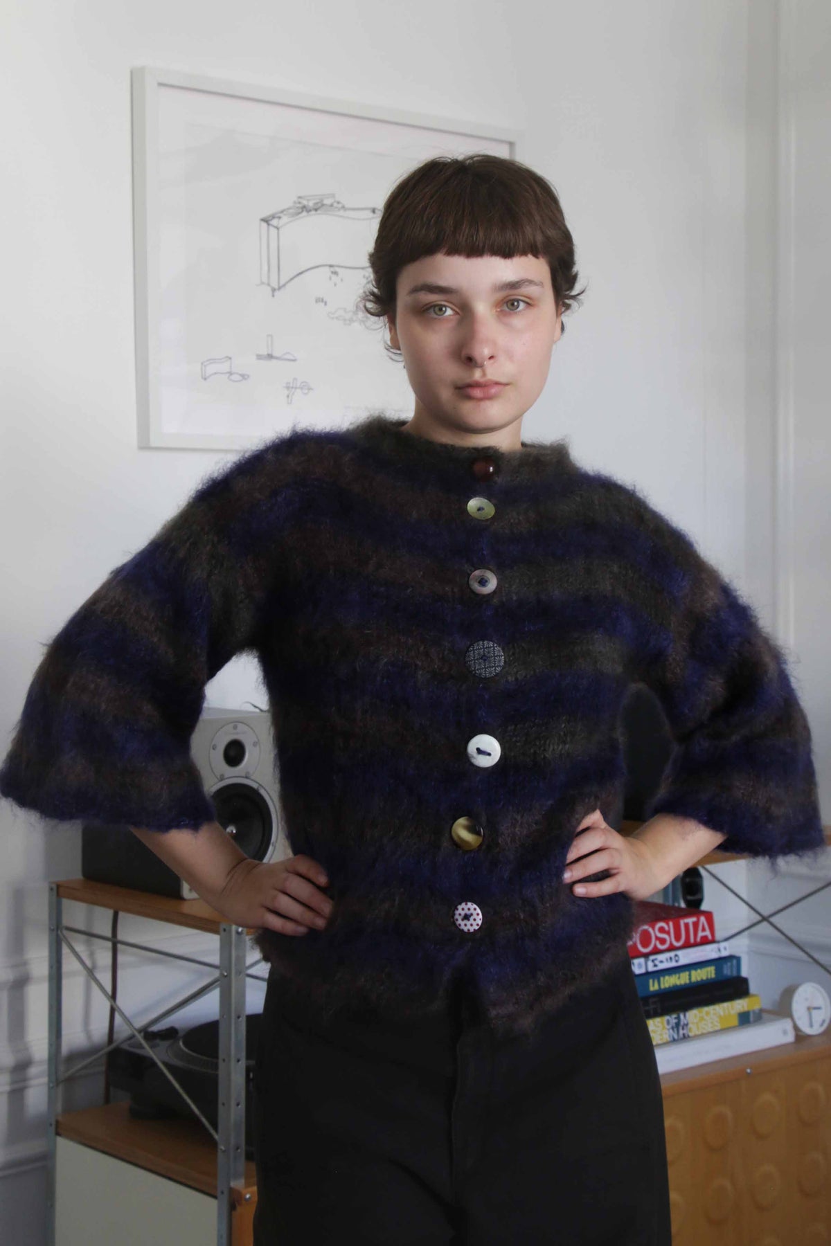 MADE TO ORDER - Striped brushed mohair cardi