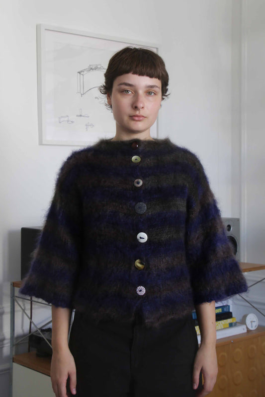 MADE TO ORDER - Striped brushed mohair cardi