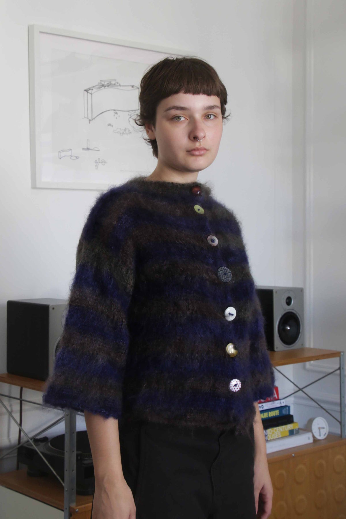 MADE TO ORDER - Striped brushed mohair cardi