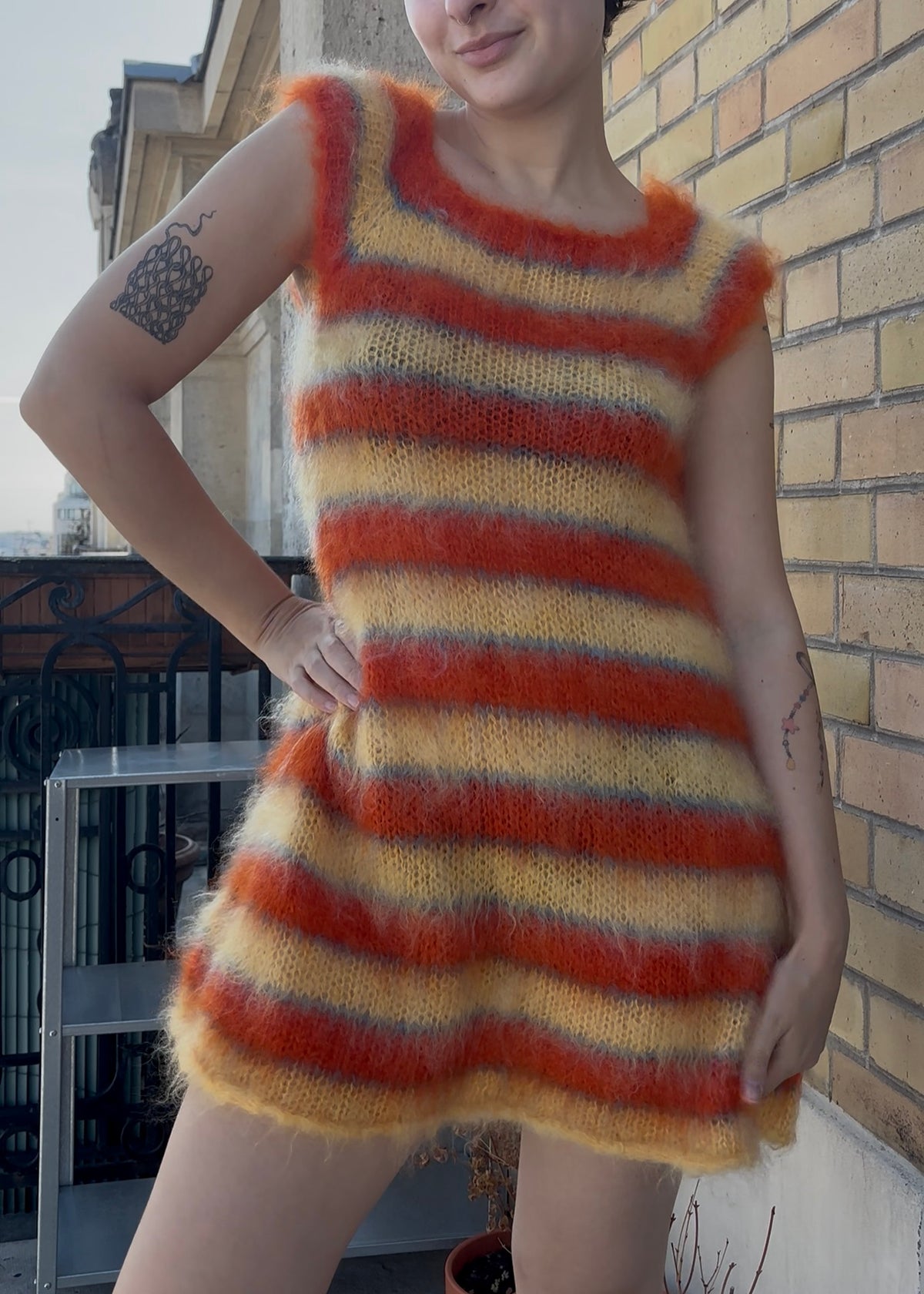 MADE TO ORDER - Striped brushed mohair dress