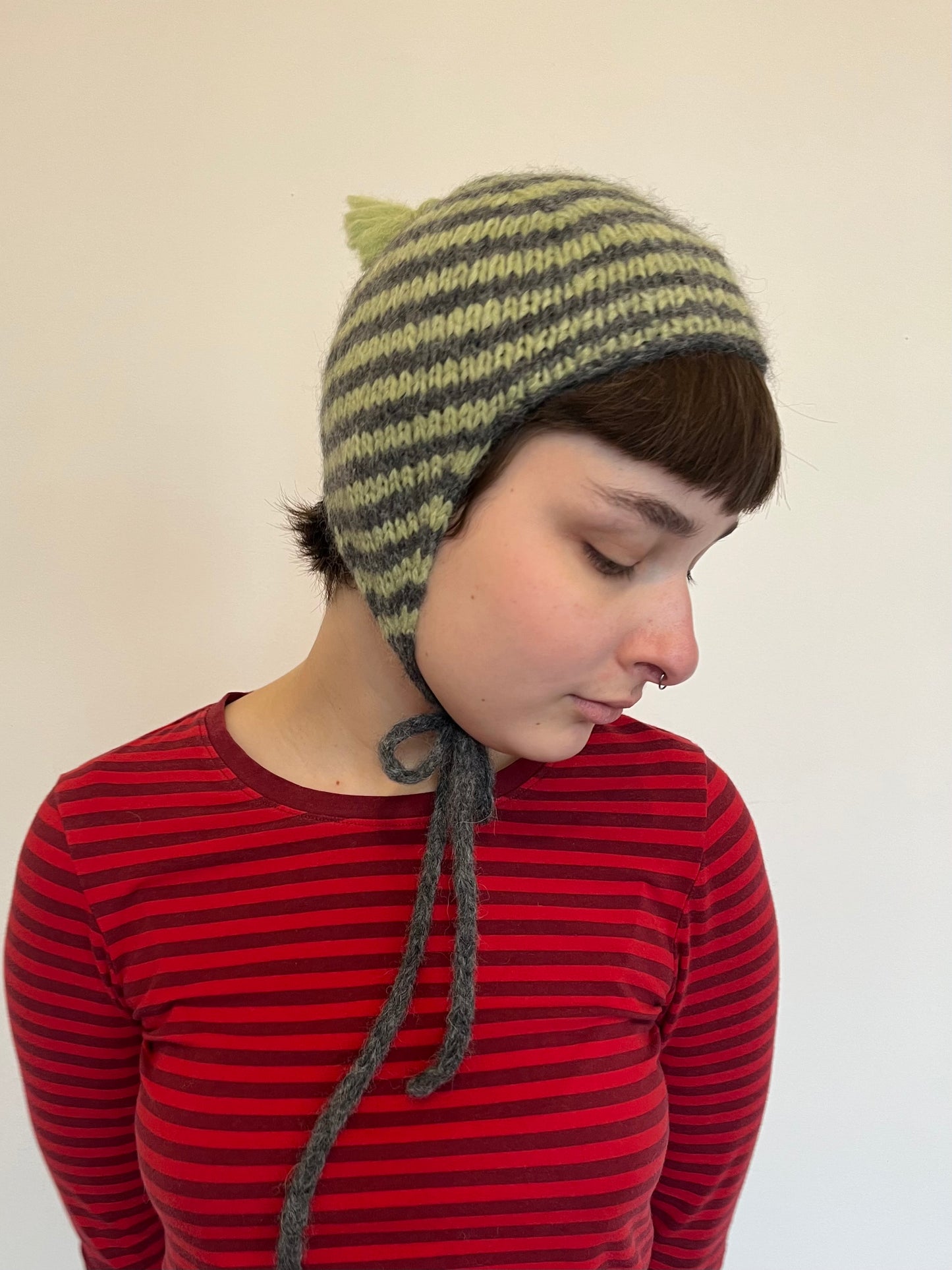 Striped pixie bonnet