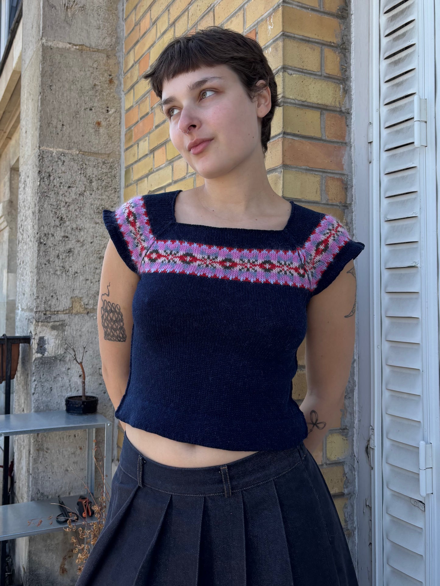 MADE TO ORDER - Mosaic short sleeve (navy)