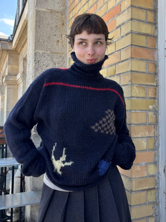 OOAK - High neck drawings sweater 02