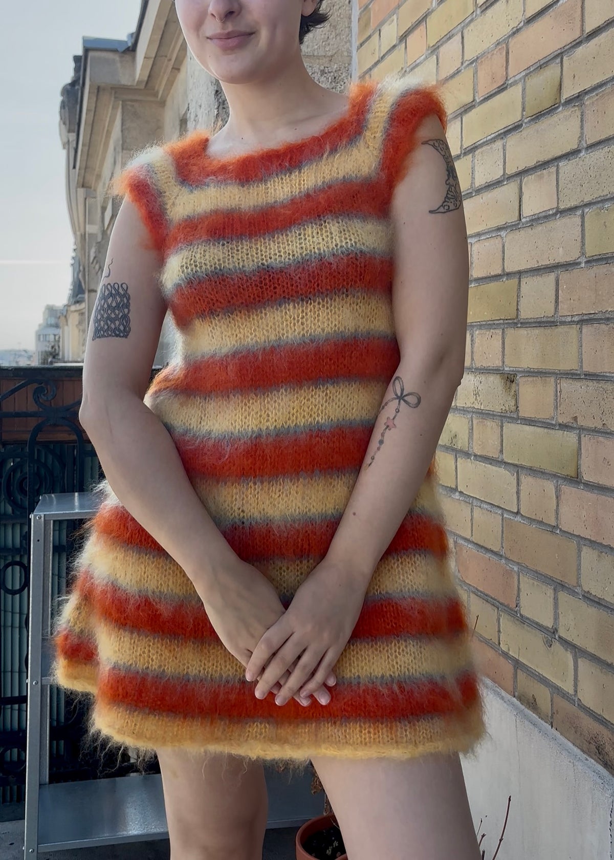 MADE TO ORDER - Striped brushed mohair dress