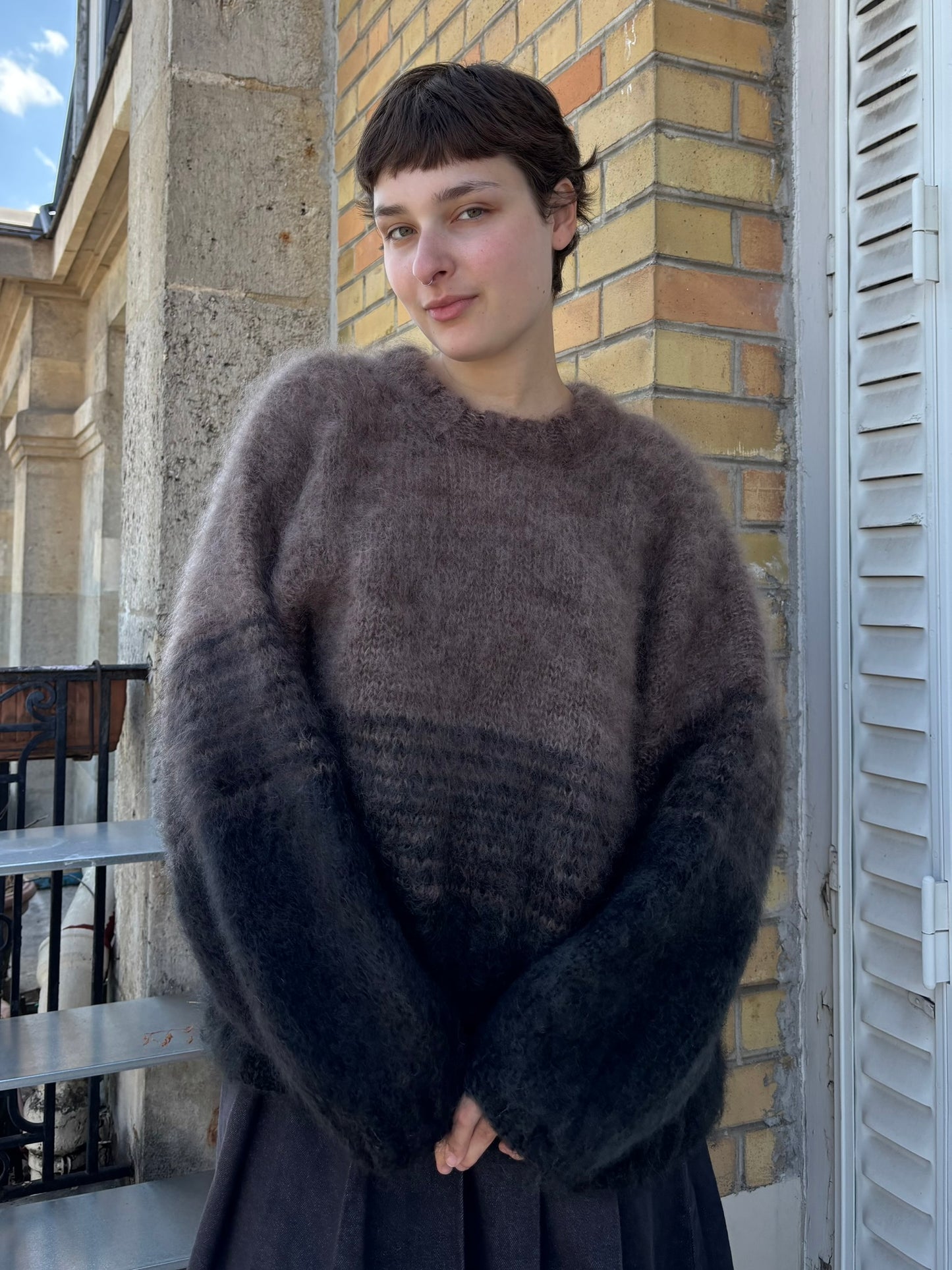 MADE TO ORDER - Mohair gradient sweater (Black/brown)