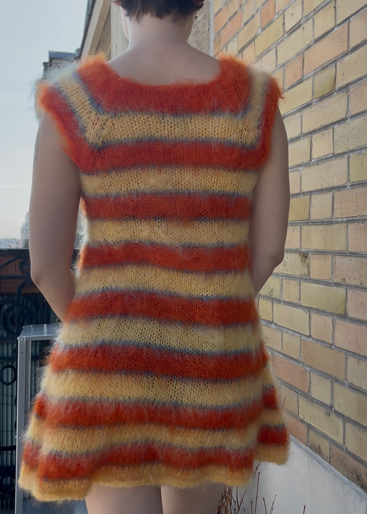 MADE TO ORDER - Striped brushed mohair dress