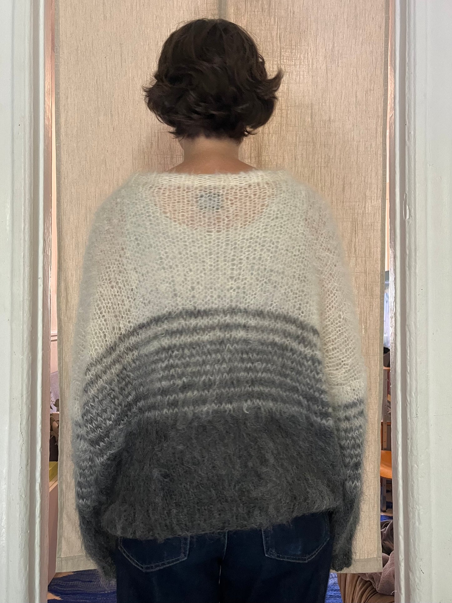 Mohair duo sweater White/Gray