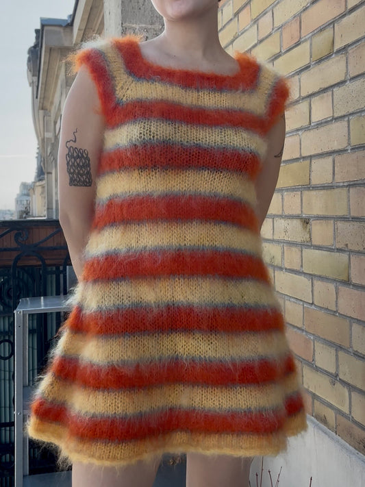 MADE TO ORDER - Striped brushed mohair dress