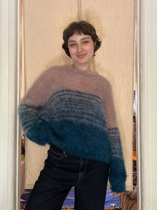 Mohair duo sweater Lavender/blue