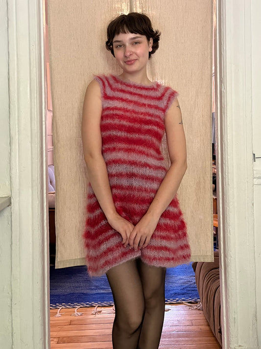 Stripped brushes mohair dress