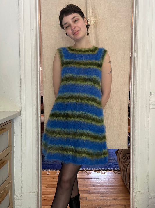 Stripped brushes mohair dress