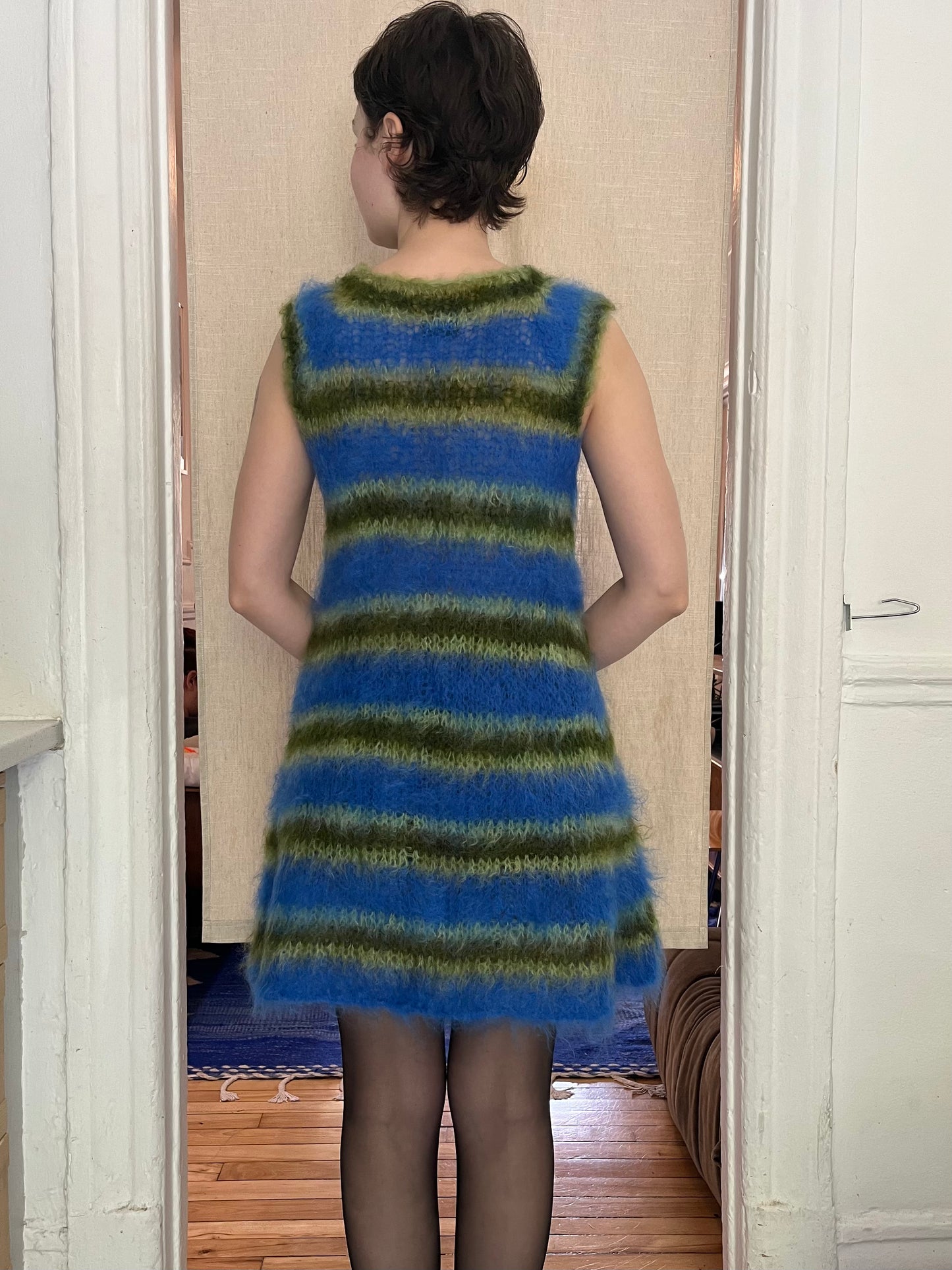 Stripped brushes mohair dress