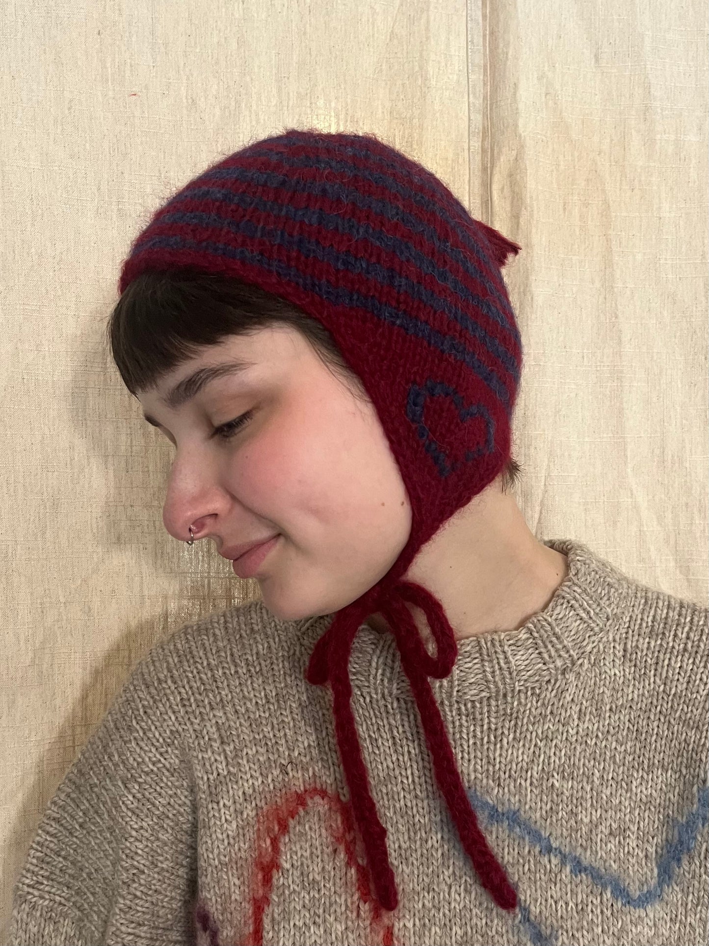 Stripped pixie bonnet