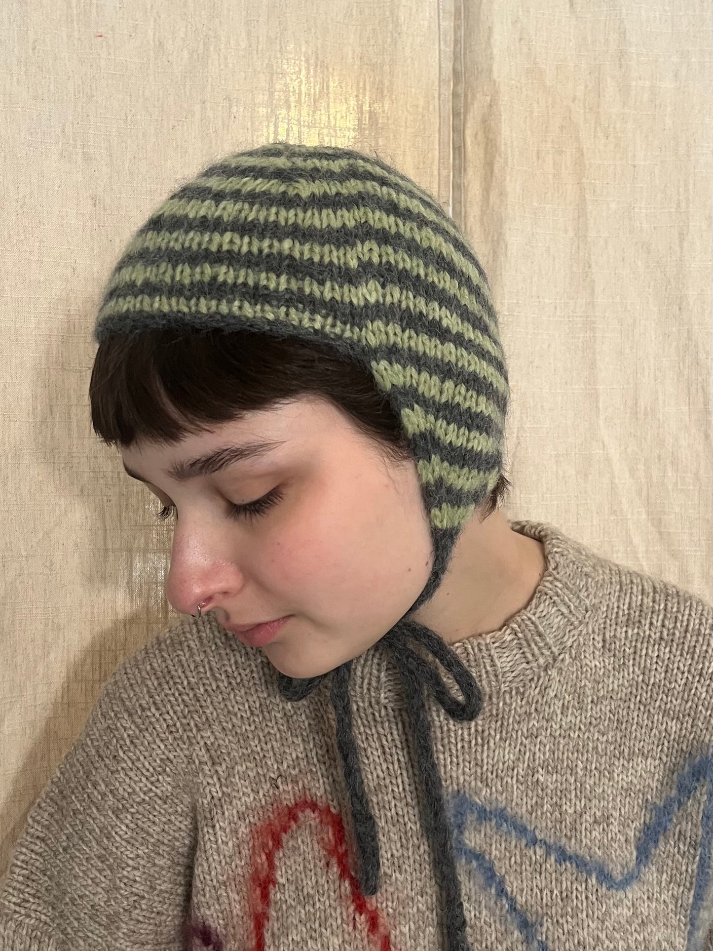 Stripped pixie bonnet