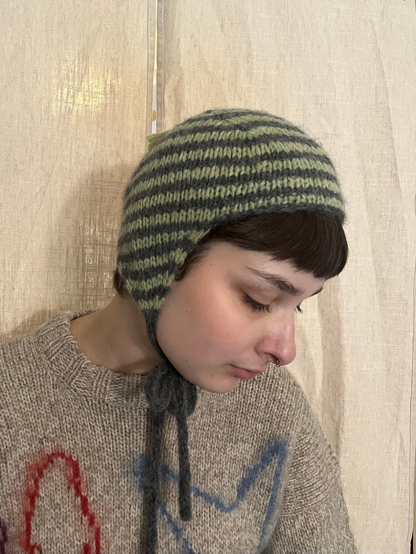 Stripped pixie bonnet