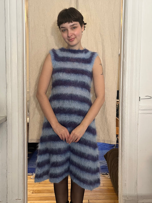 Stripped brushes mohair dress