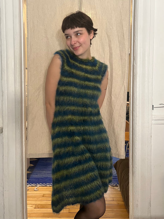 Stripped brushes mohair dress