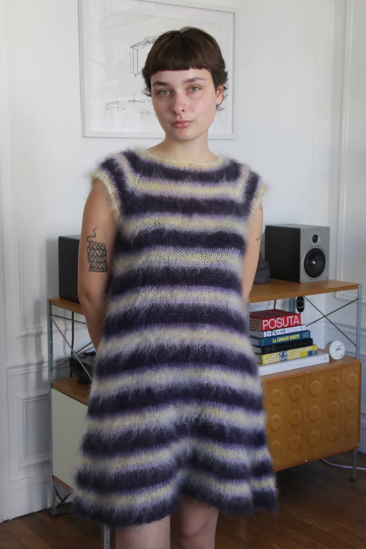 MADE TO ORDER - Striped brushed mohair dress