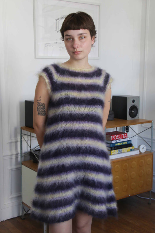MADE TO ORDER - Striped brushed mohair dress