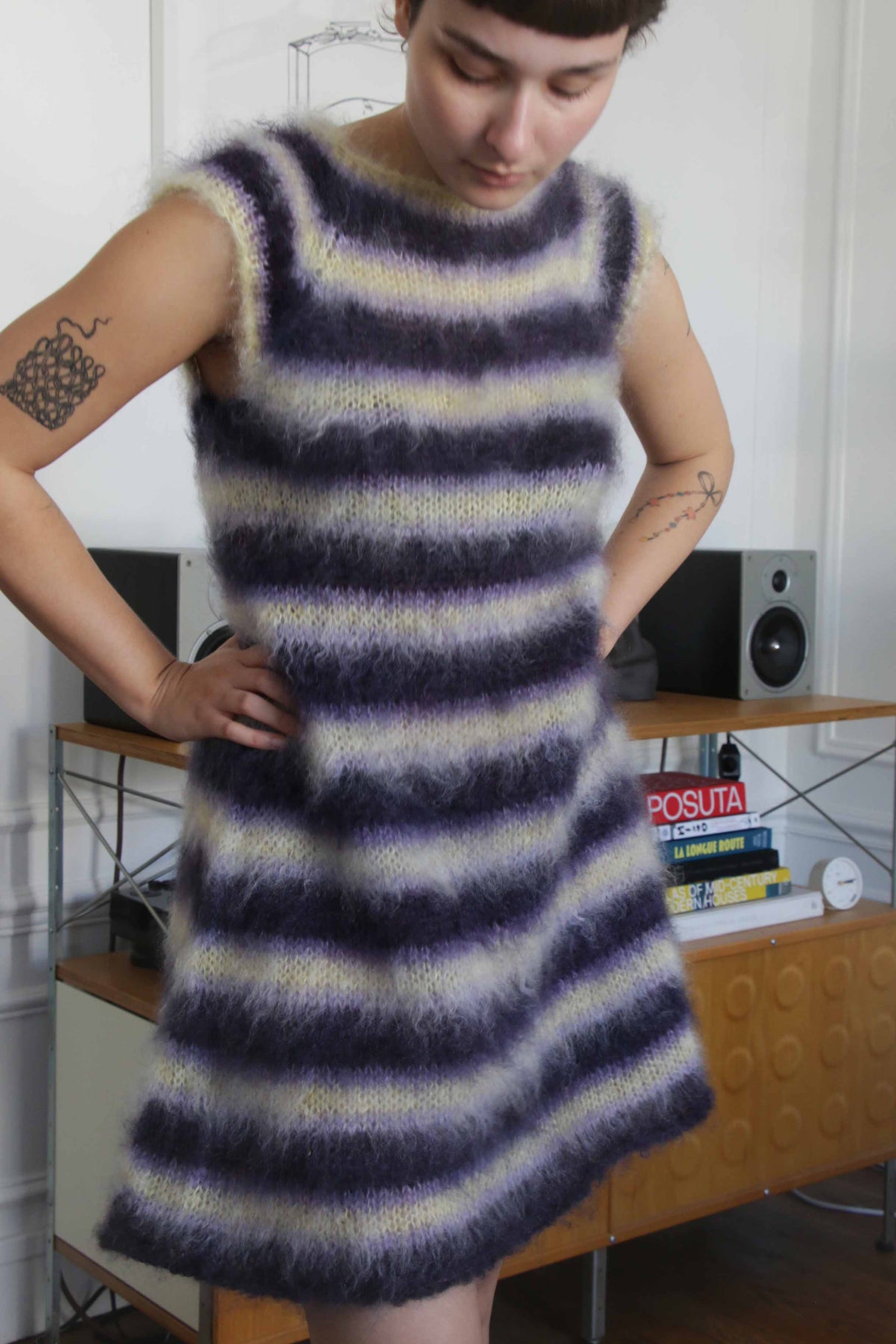 MADE TO ORDER - Striped brushed mohair dress
