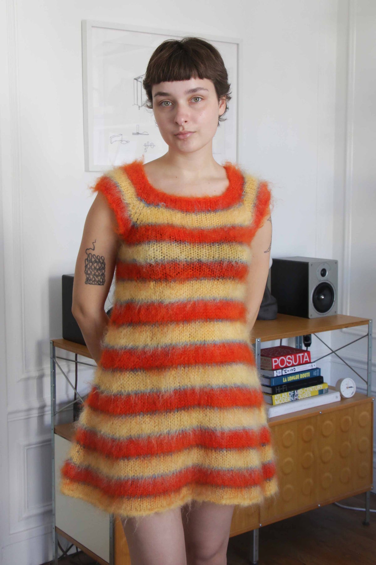 MADE TO ORDER - Striped brushed mohair dress