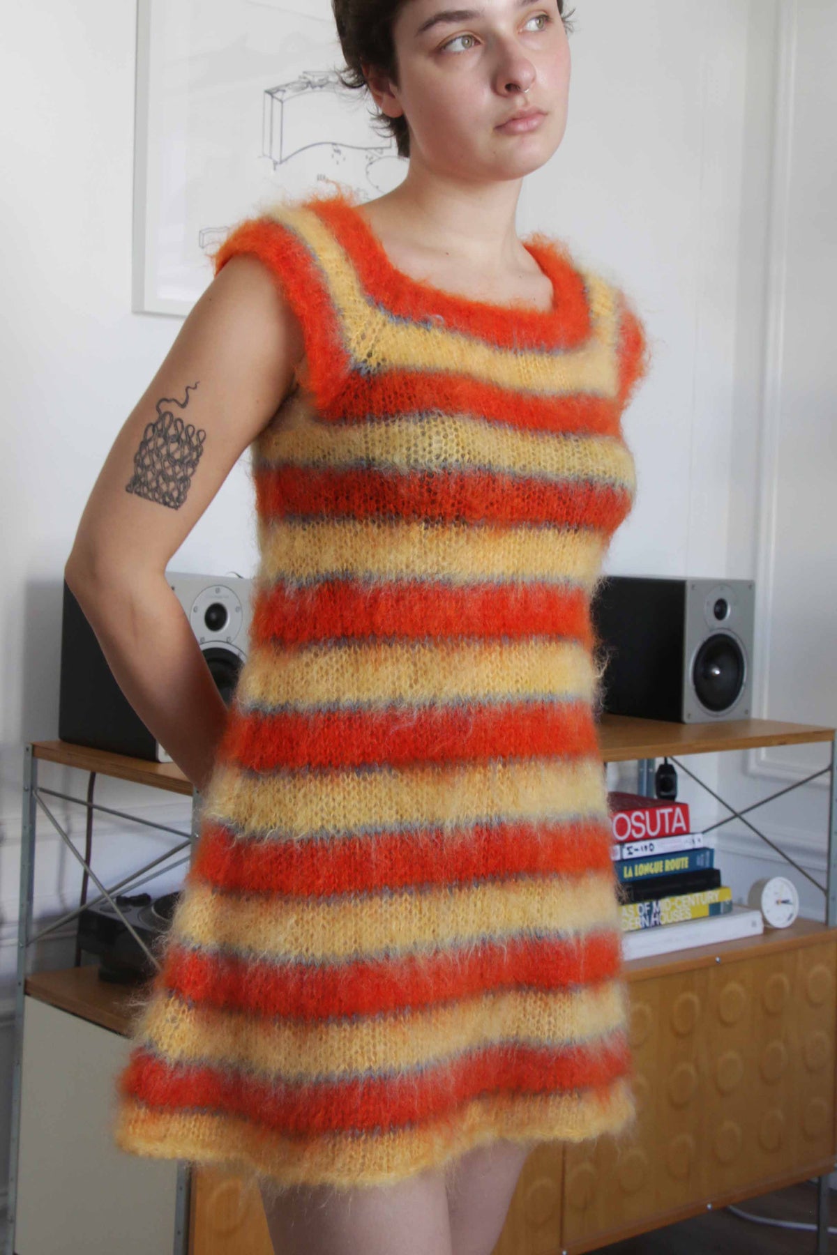 MADE TO ORDER - Striped brushed mohair dress